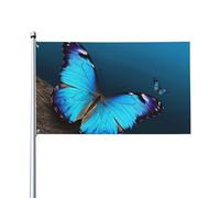 Bandiera da 0,9 x 1,5 m, decorazione per esterni, bella bandiera a farfalla blu, 200D, pesanti bandiere di benvenuto da cortile in poliestere bandiere da cortile grandi bandiere per interni ed esterni