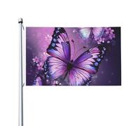 Bandiera da 0,9 x 1,5 m, decorazione per esterni, bella bandiera viola con farfalla artistica, 200D, pesanti bandiere di benvenuto da cortile, in poliestere, bandiere grandi per interni ed esterni