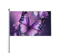 Bandiera da 0,9 x 1,5 m, decorazione per esterni, bella bandiera viola con farfalla artistica, 200D, pesanti bandiere di benvenuto da cortile, in poliestere, bandiere grandi per interni ed esterni