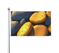 Bandiera da 0,9 x 1,5 m, decorazione per esterni, ciottoli gialli, bandiera 200D pesante bandiere di benvenuto da cortile in poliestere bandiere da cortile grandi bandiere per interni ed esterni