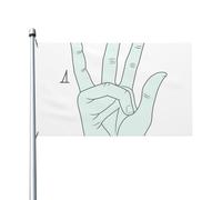 Bandiera da 0,9 x 1,5 m, decorazione per esterni, con linguaggio dei segni, bandiera dell'alfabeto, 200D, pesanti bandiere di benvenuto da cortile, in poliestere, grandi bandiere per interni ed