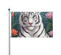 Bandiera da 0,9 x 1,5 m, decorazione per esterni, graziosa bandiera tigre bianca 200D, pesanti bandiere di benvenuto da cortile in poliestere bandiere da cortile grandi bandiere per interni ed esterni
