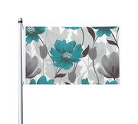 Bandiera da 0,9 x 1,5 m, decorazione per esterni, grigio e bianco, floreale, 200D, pesante bandiere di benvenuto, in poliestere, bandiere da cortile, grandi bandiere per interni ed esterni