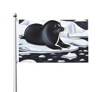 Bandiera da 0,9 x 1,5 m, decorazione per esterni, sigilli sul ghiaccio, bandiera 200D, pesanti bandiere di benvenuto da cortile in poliestere, bandiere per cortile, grandi bandiere per interni ed