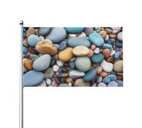 Bandiera da 0,9 x 1,5 m, decorazione per esterni, spiaggia, ciottoli colorati, 200D, pesanti bandiere di benvenuto da cortile in poliestere, bandiere da cortile, grandi bandiere per interni ed esterni