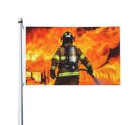 Bandiera da 0,9 x 1,5 m, decorazione per esterni, vigile del fuoco, vigile del fuoco, bandiera della fiamma, 200D, pesante bandiere di benvenuto da cortile in poliestere, bandiere grandi per interni