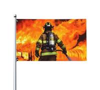 Bandiera da 0,9 x 1,5 m, decorazione per esterni, vigile del fuoco, vigile del fuoco, bandiera della fiamma, 200D, pesante bandiere di benvenuto da cortile in poliestere, bandiere grandi per interni