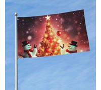 Bandiera da 1,5 m x 1,5 m con scritta "Merry Christmas and Snowman Funny Flags Holiday Garden Flags for all Seasons All Weather Flag for Dorm Room Decor Outdoor Party