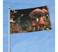 Bandiera da 1,5 m x 1,5 m, stile fiaba, funghi, bandiere divertenti per vacanze da giardino, per tutte le stagioni, bandiera per decorazione camera da letto e feste all'aperto
