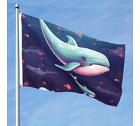 Bandiera da 1,5 x 2,3 m a doppia faccia vibrante bandiere da giardino banner balena benvenuto stagionale cortile banner con occhielli in ottone decorazione sfondo foto per cortile portico prato