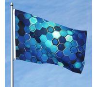 Bandiera da 1,5 x 2,3 m a doppia faccia vibrante bandiere da giardino blu banner esagonale benvenuto stagionale banner con occhielli in ottone decorazione sfondo fotografico per cortile portico prato