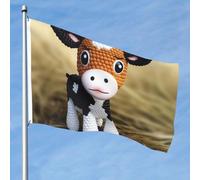 Bandiera da 1,5 x 2,3 m a doppia faccia vibrante bandiere da giardino carino piccola mucca vitello banner benvenuto stagionale cortile banner con occhielli in ottone decorazione sfondo foto per