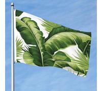 Bandiera da 1,5 x 2,3 m a doppia faccia vibrante bandiere da giardino graziose foglie di palma verde banner benvenuto stagionale banner con occhielli in ottone decorazione sfondo fotografico per