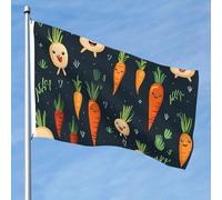 Bandiera da 1,5 x 2,3 m a doppia faccia vibrante bandiere da giardino Happy Carrot Banner di benvenuto stagionale con occhielli in ottone decorazione sfondo fotografico per cortile portico prato