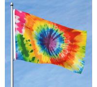 Bandiera da 1,5 x 2,3 m a doppia faccia vibrante bandiere da giardino Tie Dye Banner benvenuto stagionale da cortile con occhielli in ottone decorazione sfondo fotografico per cortile portico prato