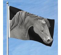 Bandiera da 1,5 x 2,3 m a doppia faccia vibrante bandiere da giardino vista 3d banner cavallo benvenuto stagionale banner con occhielli in ottone decorazione sfondo foto per cortile portico prato