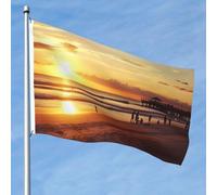 Bandiera da 1,5 x 2,3 m su entrambi i lati vibranti bandiere da giardino al tramonto banner da spiaggia benvenuto stagionale banner con occhielli in ottone decorazione sfondo fotografico per cortile