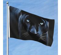 Bandiera da 1,5 x 2,3 m su entrambi i lati vibranti bandiere da giardino pantera con occhi azzurri banner di benvenuto stagionale da cortile con occhielli in ottone decorazione sfondo fotografico per