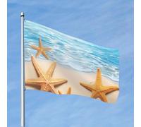 Bandiera da 1,8 m x 1,8 m con stelle marine estive divertenti bandiere da giardino per tutte le stagioni bandiera per dormitorio decorazione per feste all'aperto