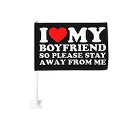 Bandiera da 12x18 pollici per auto "Amo il mio ragazzo sexy, quindi per favore stai lontano da me", bandiera per auto, doppia faccia, con clip per finestra, anti-scolorimento, impermeabile, per finest