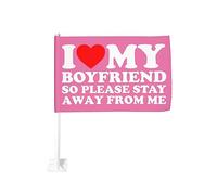 Bandiera da 12x18 pollici per auto "Amo il mio ragazzo sexy, quindi per favore stai lontano da me", bandiera per auto, doppia faccia, con clip per finestra, anti-scolorimento, impermeabile, per finest