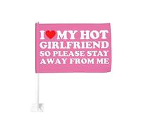 Bandiera da 12x18 pollici per auto "Amo la mia ragazza sexy, quindi per favore stai lontano da me", bandiera per auto, doppia faccia, con clip per finestra, anti-scolorimento, impermeabile, per finest