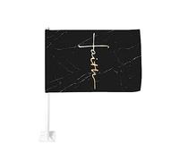 Bandiera da 12x18 pollici per auto, bandiera cristiana, bandiera per auto con croce, bandiera per auto con doppia faccia, clip per finestra anti-scolorimento, bandiera impermeabile per finestre auto (