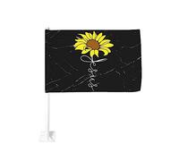 Bandiera da 12x18 pollici per auto con motivo a croce con girasole e Gesù, per auto cristiana, con clip per finestra bifacciale, anti-scolorimento, con clip per finestra, impermeabile, per finestre di