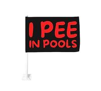 Bandiera da 12x18 pollici per auto "Faccio pipì in piscina" Bandiera per auto con clip per finestra bifacciale, anti-scolorimento, impermeabile, per finestre di auto (senza asta)
