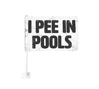Bandiera da 12x18 pollici per auto "Faccio pipì in piscina" divertente bandiera per auto con clip per finestra a doppia faccia, anti-scolorimento, impermeabile, per finestre di auto (senza asta)