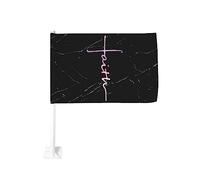Bandiera da 12x18 pollici per auto, fede, croce, cristiano, Gesù, credente, bandiera per auto, doppia faccia, clip per finestra, anti-scolorimento, bandiera impermeabile per finestre auto (senza asta)