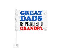 Bandiera da 12x18 pollici per auto I grandi papà vengono promossi a nonni Bandiera per auto per la festa del papà Bandiera per auto con clip per finestra bifacciale Bandiera con clip per finestra anti