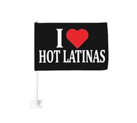 Bandiera da 12x18 pollici per auto I Heart Hot Latinas I Love Hot Latinas Bandiera per auto con clip per finestra bifacciale, anti-scolorimento, impermeabile, per finestre di auto (senza asta)