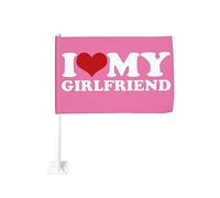 Bandiera da 12x18 pollici per auto "I Hot Love My Girlfriend", bandiera per auto, doppia faccia, con clip per finestra, anti-scolorimento, impermeabile, per finestre di auto (senza asta)