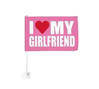 Bandiera da 12x18 pollici per auto "I Love My Hot Girlfriend", bandiera per auto, doppia faccia, con clip per finestra, anti-scolorimento, impermeabile, per finestre di auto (senza asta)