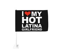 Bandiera da 12x18 pollici per auto "I Love My Hot Latina Girlfriend", bandiera per auto, doppia faccia, con clip per finestra, anti-scolorimento, bandiera impermeabile per finestra dell'auto (senza as