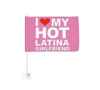 Bandiera da 12x18 pollici per auto "I Love My Hot Latina Girlfriend", bandiera per auto, doppia faccia, con clip per finestra, anti-scolorimento, impermeabile, per finestrini di auto (senza asta)