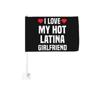 Bandiera da 12x18 pollici per auto "I Love My Hot Latina Girlfriend", regalo per auto, bandiera bifacciale con clip per finestra, anti-scolorimento, impermeabile, per finestre di auto (senza asta)