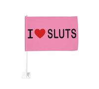 Bandiera da 12x18 pollici per auto I Love Sluts I Love Hot Sluts Gifts Bandiera per auto Bandiera bifacciale per finestrino con clip per finestrino anti-scolorimento Bandiera impermeabile per finestri
