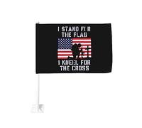 Bandiera da 12x18 pollici per auto "I Stand For The Flag" "I Kneel For The Cross" per auto, bandiera bifacciale per finestrini, bandiera anti-scolorimento, bandiera impermeabile per finestrini auto (s