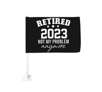 Bandiera da 12x18 pollici per auto in pensione 2023Il mio problema è ancora in pensione Bandiera divertente per auto con clip per finestra a doppia faccia, anti-scolorimento, con clip per finestra, im