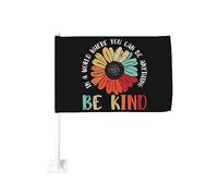 Bandiera da 12x18 pollici per auto in un mondo in cui puoi essere qualsiasi cosa BE KIND LGBT bandiera arcobaleno per auto con clip per finestra bifacciale, bandiera con clip per finestra anti-scolori