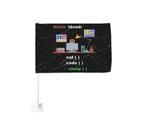 Bandiera da 12x18 pollici per auto, mangia, programma, dormi, informatica, programmatore Python, bandiera per auto, doppia faccia, clip per finestra, anti-scolorimento, bandiera impermeabile per fines