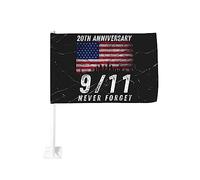 Bandiera da 12x18 pollici per auto Never Forget 9 11 20° anniversario del Patriot Day Bandiera per auto con clip per finestra bifacciale, anti-scolorimento, impermeabile, per finestre di auto (senza a