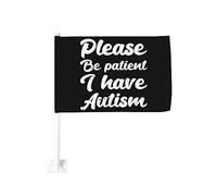 Bandiera da 12x18 pollici per auto, per favore sii paziente, ho l'autismo, bandiera per auto, doppia faccia, clip per finestra, anti-scolorimento, bandiera impermeabile per finestra dell'auto (senza a