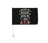 Bandiera da 12x18 pollici per auto per la consapevolezza dell'autismo, per favore sii paziente con me, ho l'autismo, bandiera per auto, doppia faccia, clip per finestra, anti-scolorimento, bandiera pe