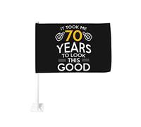 Bandiera da 12x18 pollici per auto, regali per il 70° compleanno, mi ci sono voluti 70 anni per apparire bene, bandiera per auto, doppia faccia, clip per finestra, anti-scolorimento, bandiera impermea