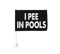 Bandiera da 12x18 pollici per auto, regalo divertente, faccio pipì in piscina, bandiera per auto, doppia faccia, clip per finestra, anti-scolorimento, bandiera impermeabile per finestre di auto (senza