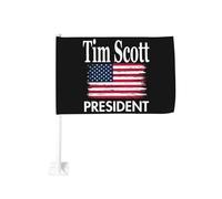 Bandiera da 12x18 pollici per auto Tim-Scott per il presidente 2024 Bandiera per auto Bandiera bifacciale per finestra Clip per finestra anti-scolorimento Bandiera impermeabile per finestre per auto (