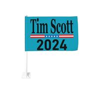 Bandiera da 12x18 pollici per auto Tim Scotts per presidente 2024 Elezioni per auto Bandiera per auto con clip per finestra a doppia faccia, anti-scolorimento, bandiera con clip per finestra, impermea